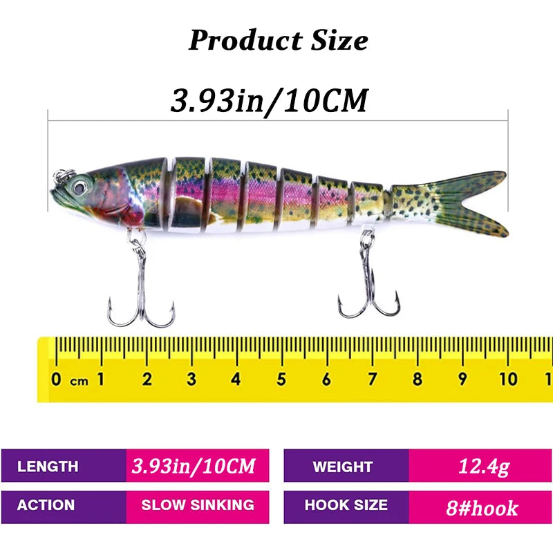 Multi Jointed Fishing Lure Bionic Swimbait Slow Sinking 10cm 12.4g 1Pcs
