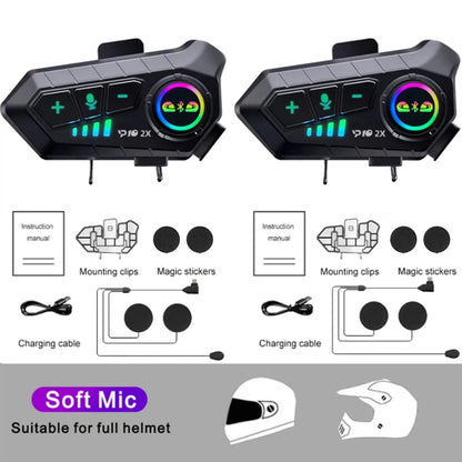 Kebidumei YP10 2X Motorcycle Helmet Bluetooth 5.3 Intercom 300m Waterproof