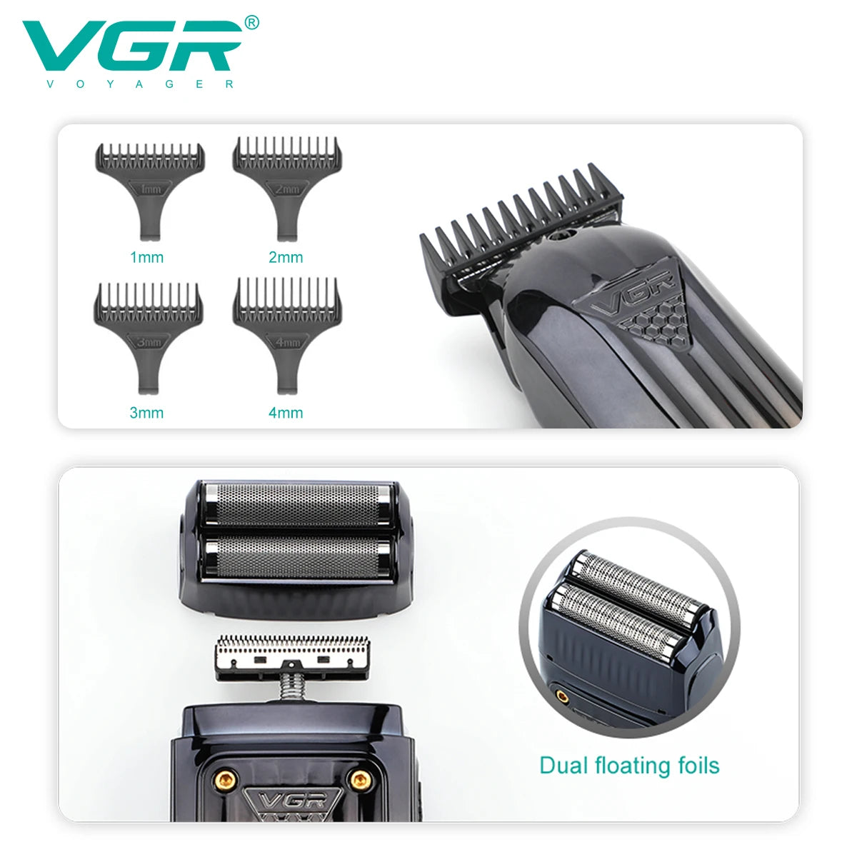 VGR Electric Shaver Beard Trimmer Professional Cordless Hair Clipper 644