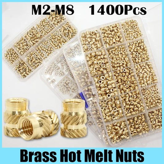 M2–M8 Brass Heat Insert Nut Set for 3D Print Hot Melt Threaded Embed