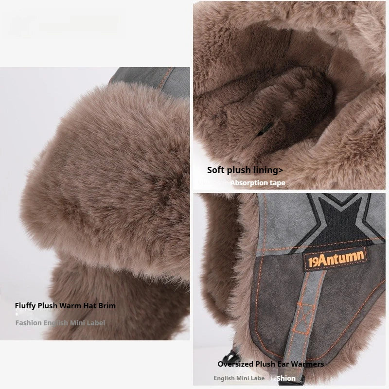 1pc Winter Warm Trapper Hat Russian Ski Cap for Men Aviator Ear Flap