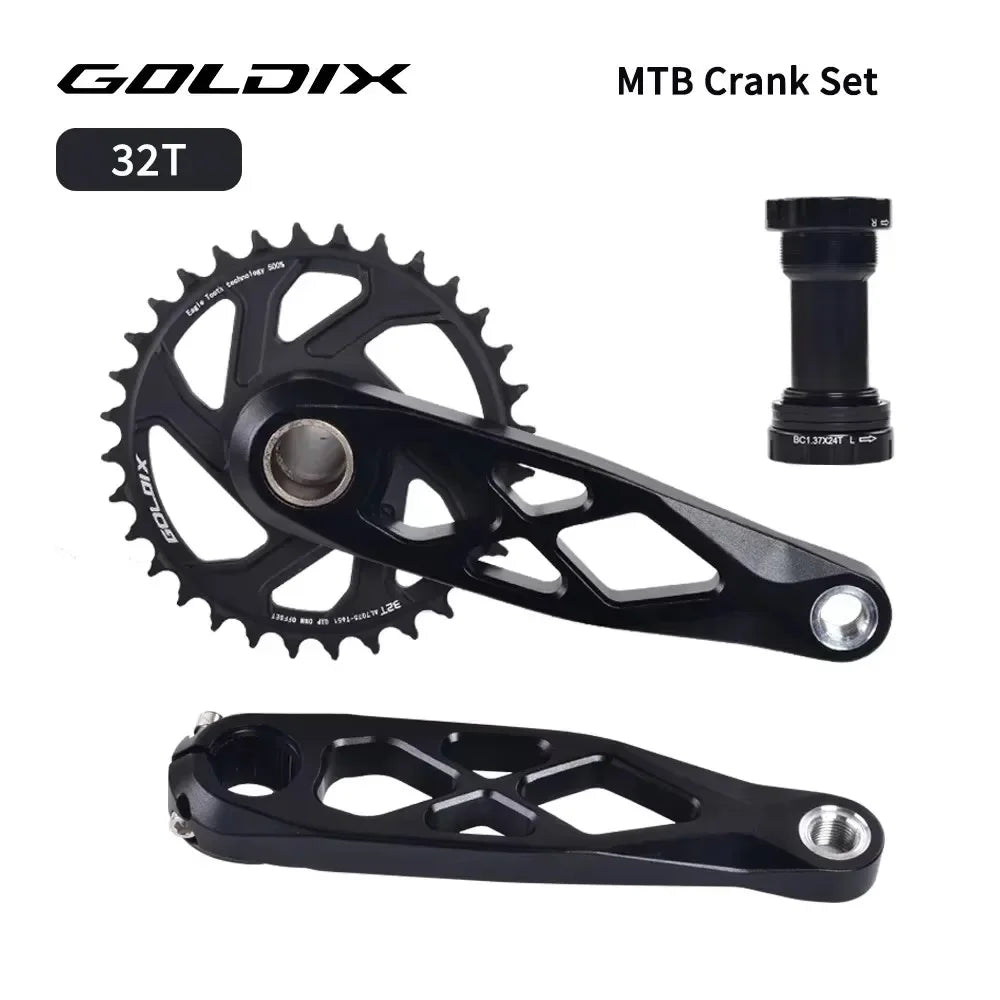 Goldix Narrow Wide Crankset 175mm MTB Square Taper Aluminum Bike Crank