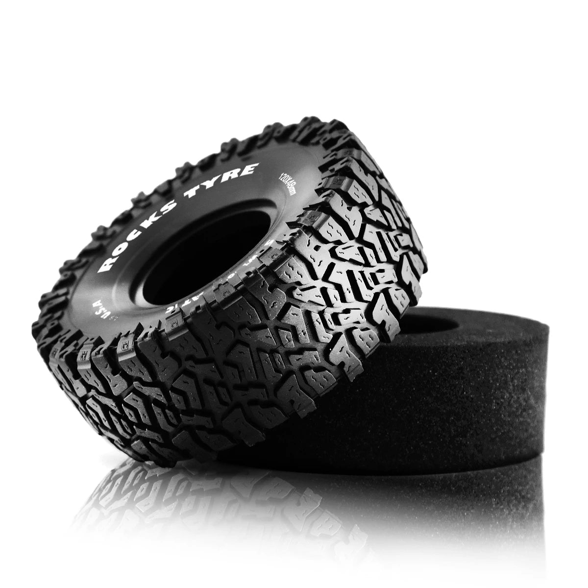 120mm Crawler Tire 1.9 for Axial SCX10 RC 4x Rubber Wheels Rims