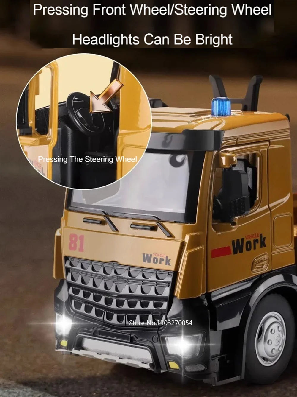 1/18 Crane Work Truck Model Toys Car Diecast Alloy Engineering Vehicle Doors Opened Sound Light Rubber Tire Toy Birthday for Kid-EXPROTAS
