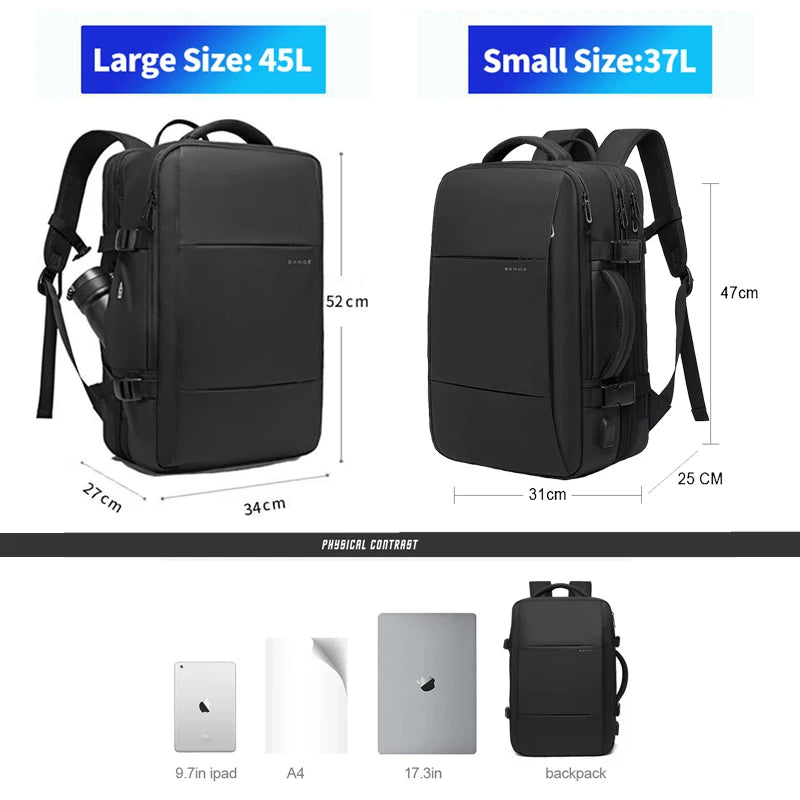 BANGE Expandable Men's Backpack Waterproof 17.3 in Laptop Backpack Man Large Capacity Hiking Travel Bag Male Backpacks for Men-EXPROTAS