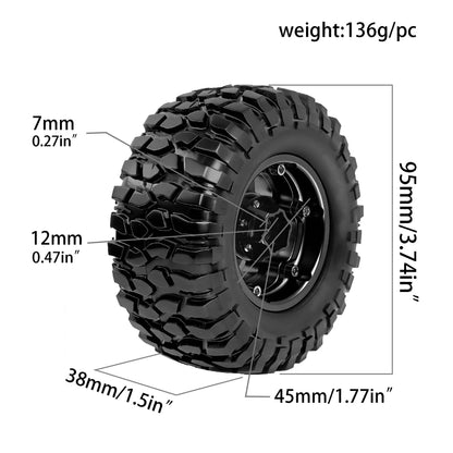 1.9in Crawler Tires Wheel 4PCS for MJX H12P RC 1/12 Rubber Upgrade