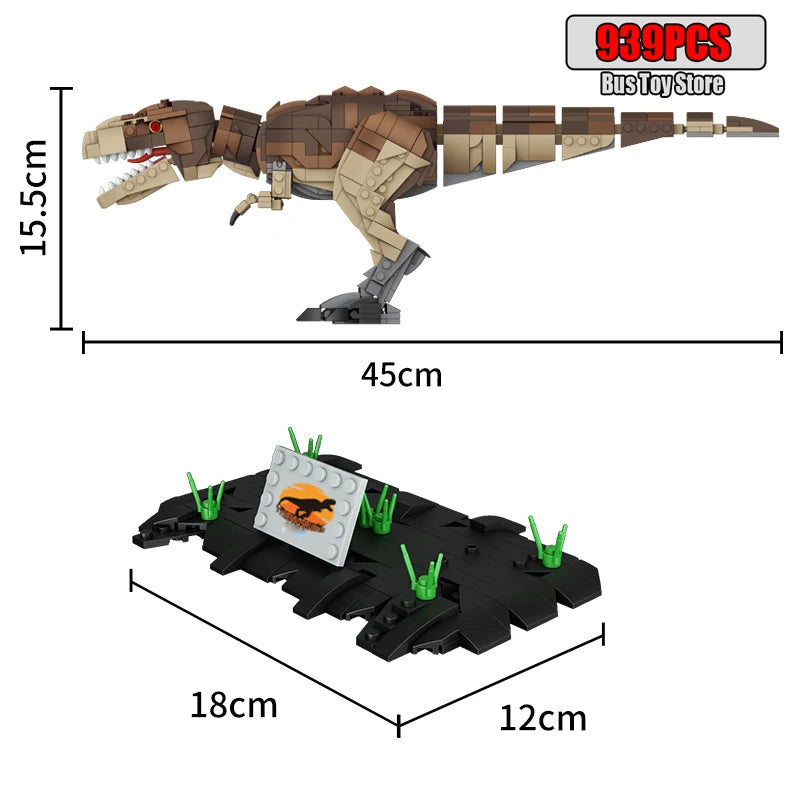 939pcs T-Rex & Triceratops Dinosaur Building Blocks Set Kids Boys Craft Toy Gift