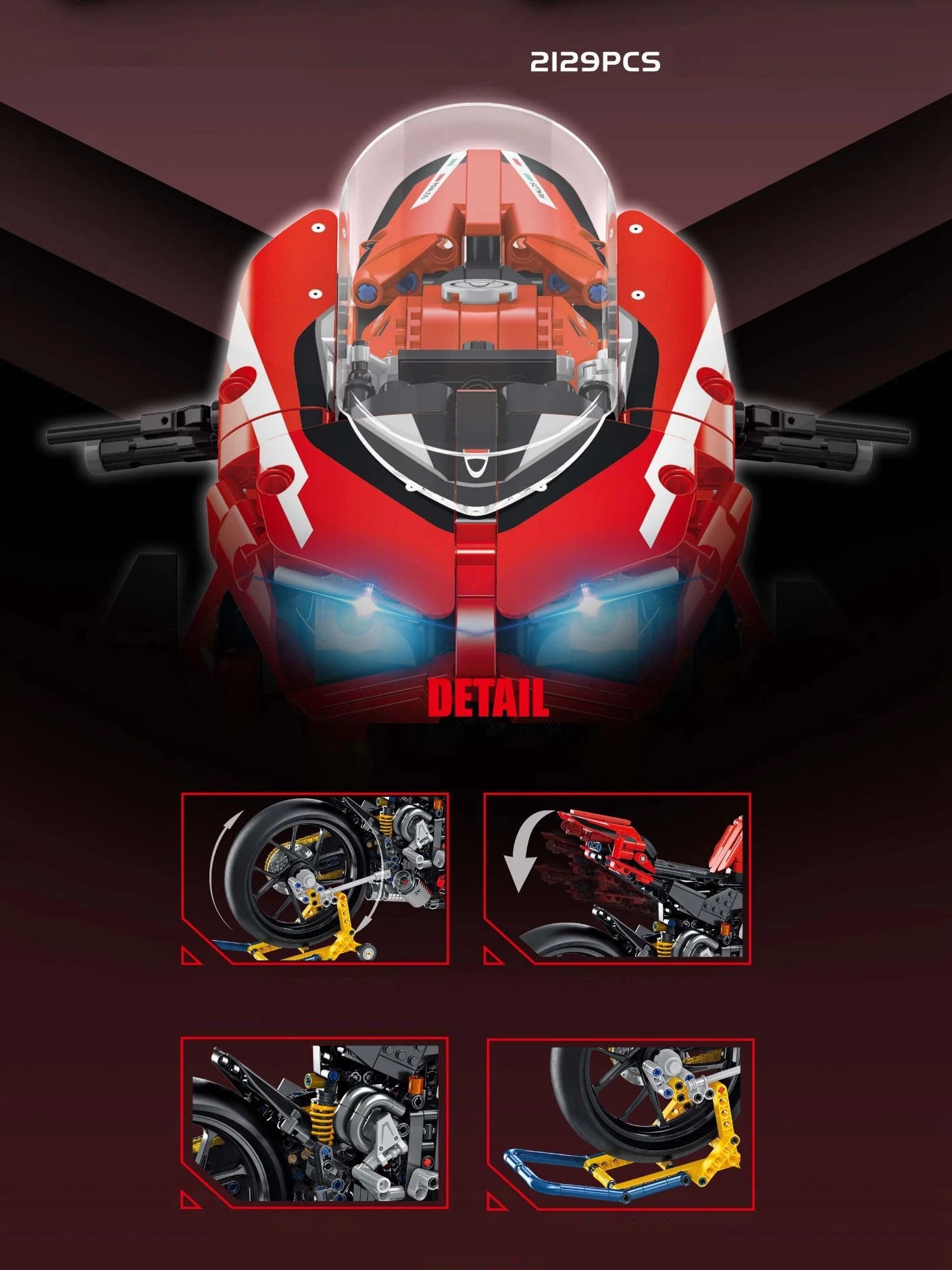 672101 2129pcs City Tech Motorcycle Car Model Building Blocks MOC Racing V4S Motobike Vehicles Bricks Toys For Children Gifts-EXPROTAS