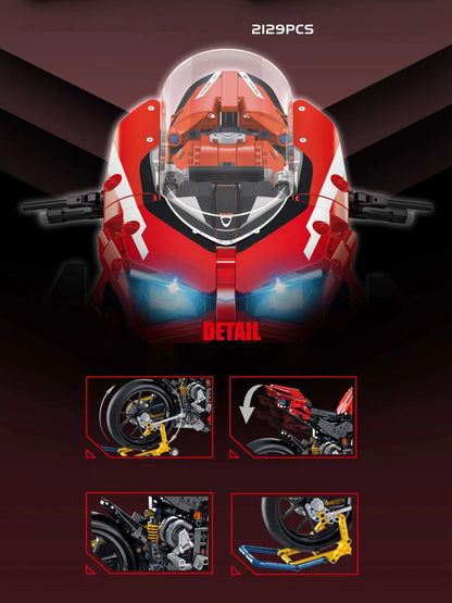 672101 2129pcs City Tech Motorcycle Car Model Building Blocks MOC Racing V4S Motobike Vehicles Bricks Toys For Children Gifts-EXPROTAS