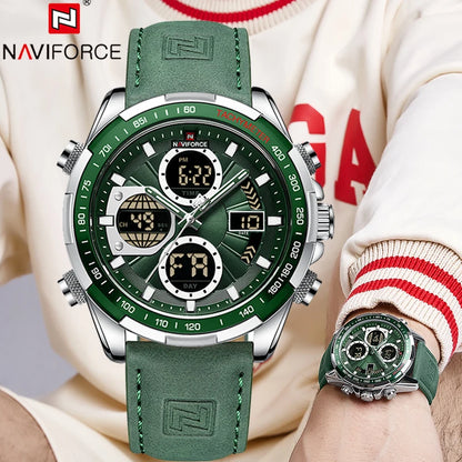 NAVIFORCE Top Military Quartz Watches for Men Luxury Sports Chronograph Watch Waterproof Clock Leather LED Digital WristWatch-EXPROTAS