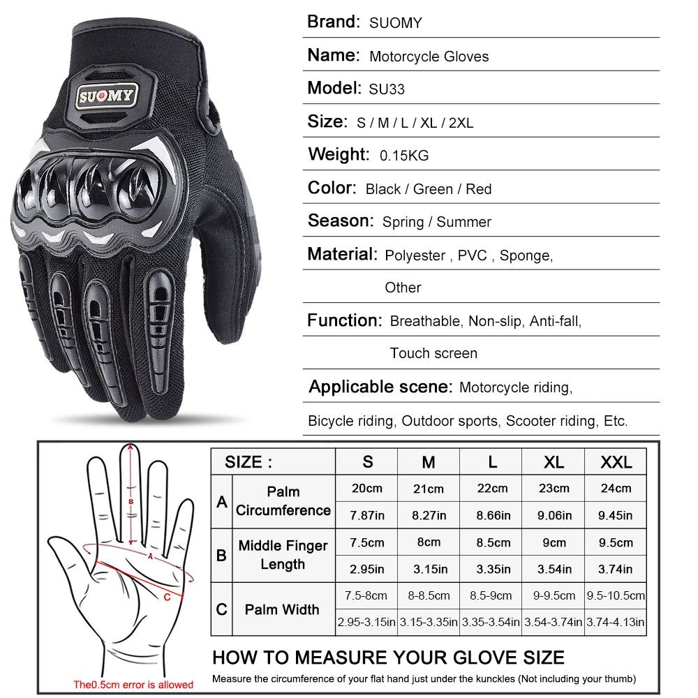 Suomy Summer Motorcycle Gloves Touch Screen Breathable Protective Riding Gloves