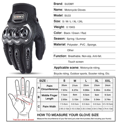 Suomy Summer Motorcycle Gloves Touch Screen Breathable Protective Riding Gloves