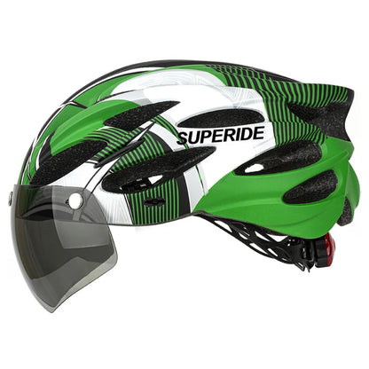 SUPERIDE Men Women Cycling Helmet with Rearlight Sports MTB Bicycle Helmet Road Bike Mountain Bike Helmet with Goggles & Visor-EXPROTAS