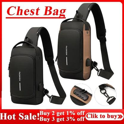 Men's Anti-theft Crossbody Shoulder Bag Travel Sling Chest Pack