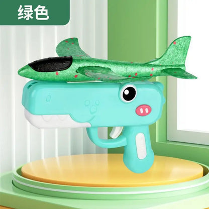Dinosaur Foam Airplane Launcher Toy Glider Planes for Kids Outdoor Fun