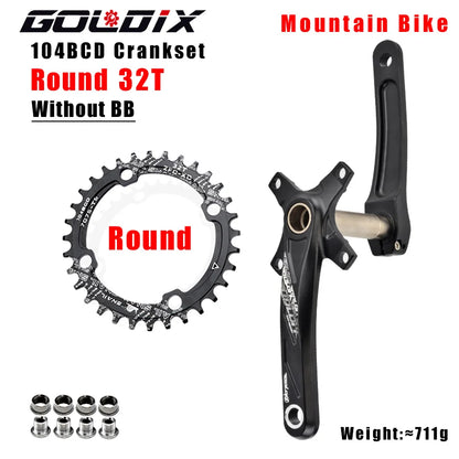 GOLDIX MTB Crankset 104BCD 170mm w/ 32T–38T Chainring & Bottom Bracket