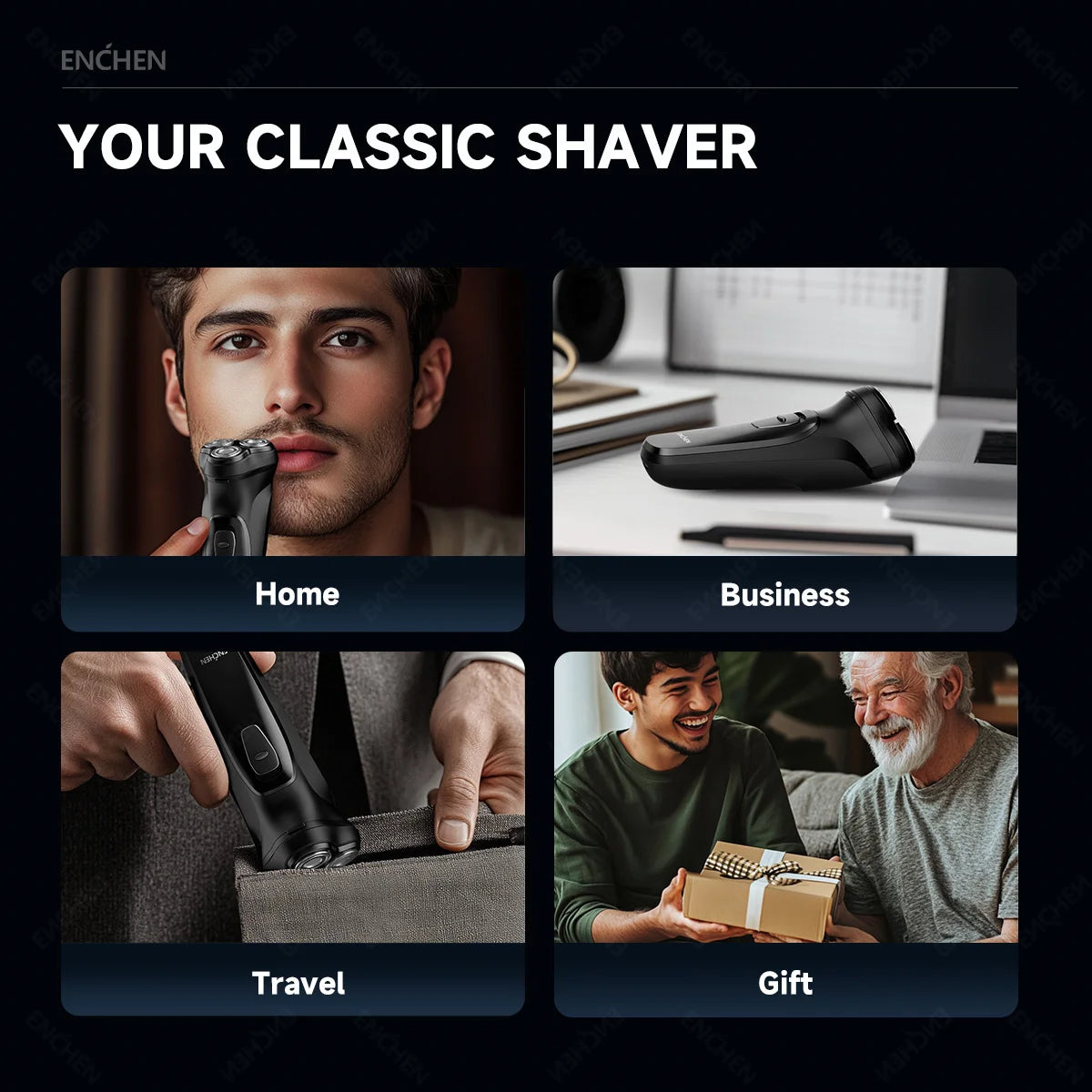 3D Floating Blade Electric Shaver for Men USB Rechargeable Rotary Razor
