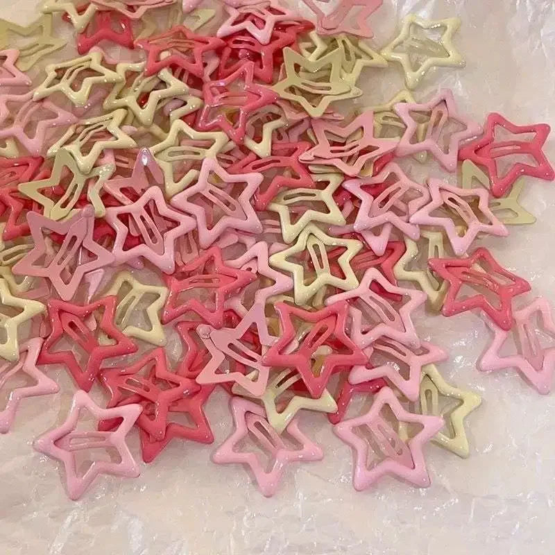 20Pcs Y2K Silver Star Hair Clips Snap Barrettes for Girls Accessories