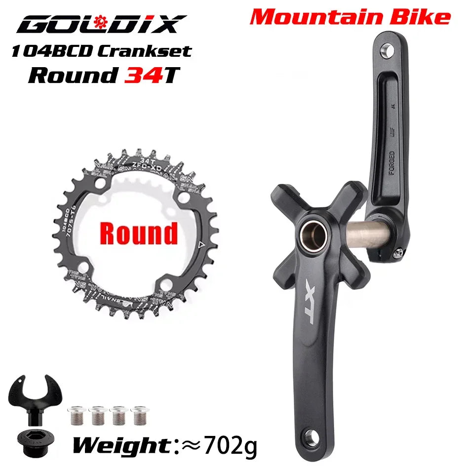 GOLDIX MTB Crankset 104BCD Narrow Wide Chainring 170/175mm for Shimano SRAM