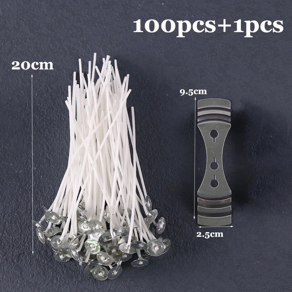 Candle Wicks Pre Waxed with Sustainers Long Tabbed for Craft Making 100pcs