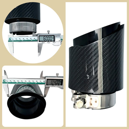 Carbon Throat Muffler Tip | Bright Black Twill Stainless Steel Exhaust Tip
