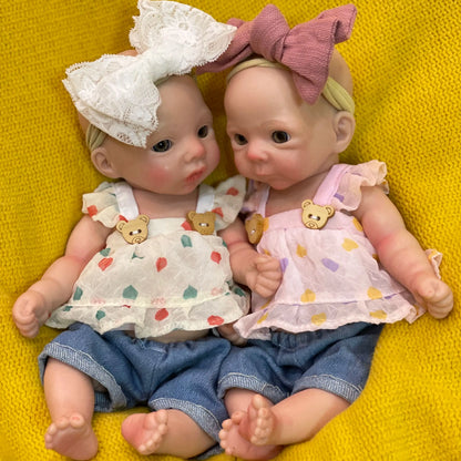 AnjoDoll 10 Inch Full Body Silicone Reborn Girl Doll Painted Washable Soft
