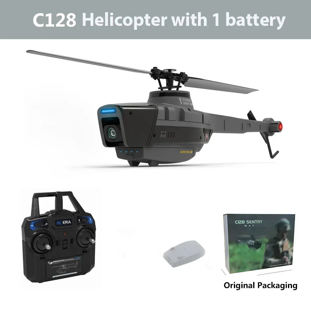 Black Hornet C128 RC Helicopter 4 Propellers 1080P Camera 6 Axis Electronic Gyroscope Air Pressure for Height Vs C186 RC Drone-EXPROTAS