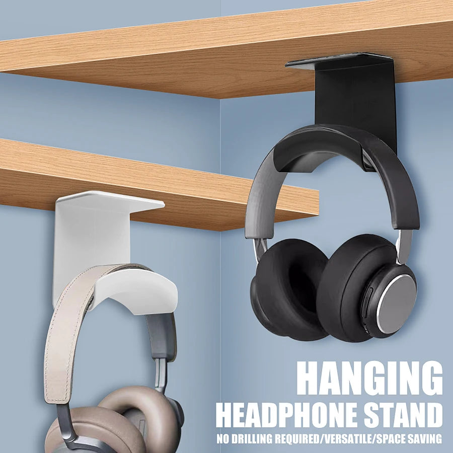 Universal Headphone Stand Wall Mount Holder Adhesive Under Desk Hanger