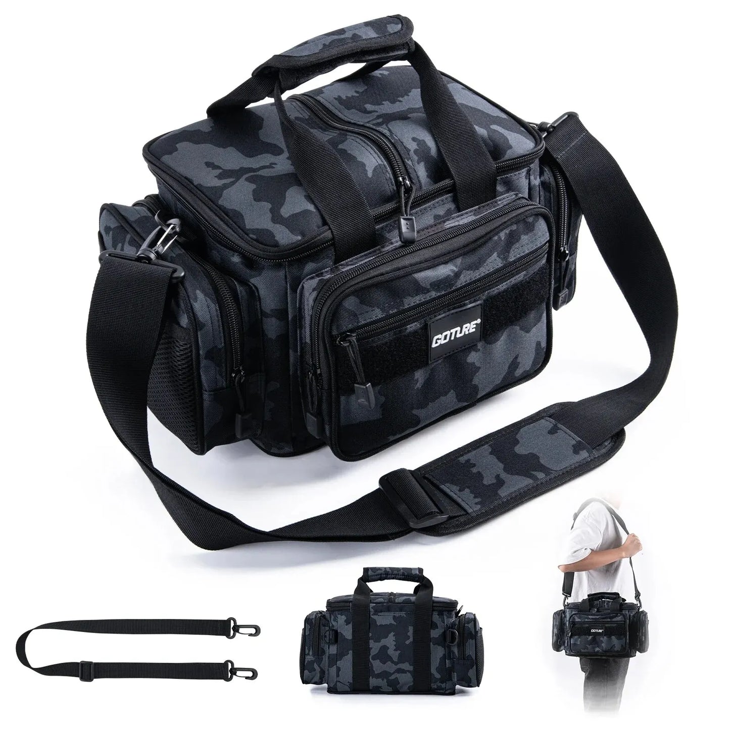 Fishing Tackle Bag Large Capacity Backpack 600D Oxford Waterproof Camping