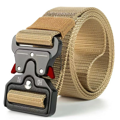 Men's Buckle Tactical Belt Red Ears Plastic Multifunctional Military Canvas