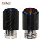 Universal Glossy Carbon Fiber Exhaust Tip Stainless Blue Straight Muffler