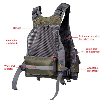 Breathable Fly Fishing Vest Adjustable Outdoor Tackle Storage Waistcoat