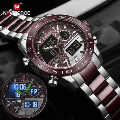 NAVIFORCE Men's Digital Sport Watch | LED Quartz Waterproof Luminous Military Style