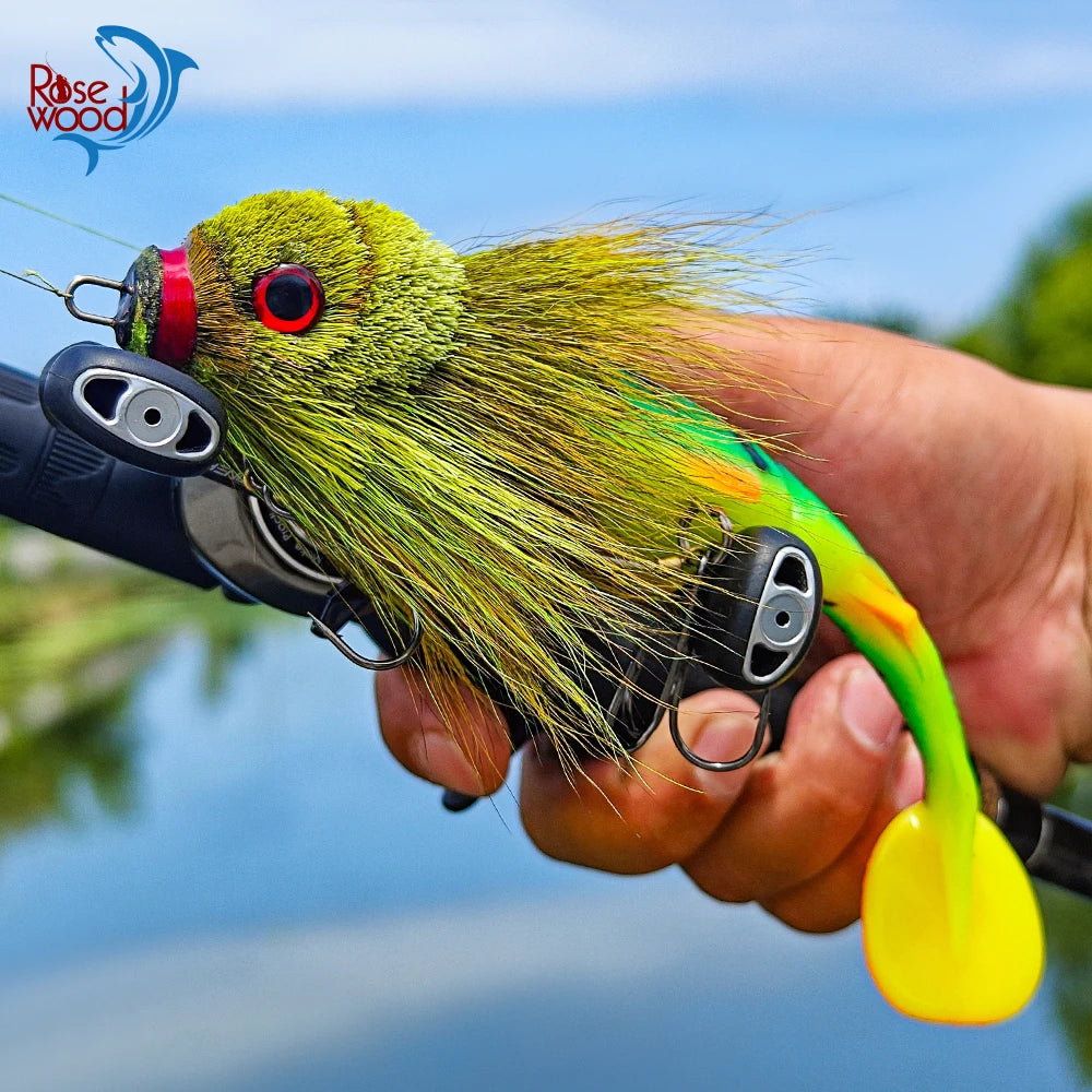 Rosewood Mouse Swimbait Lure Bucktail Rig for Muskie Pike Fishing Tackle