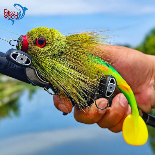 Rosewood Mouse Swimbait Lure Bucktail Rig for Muskie Pike Fishing Tackle