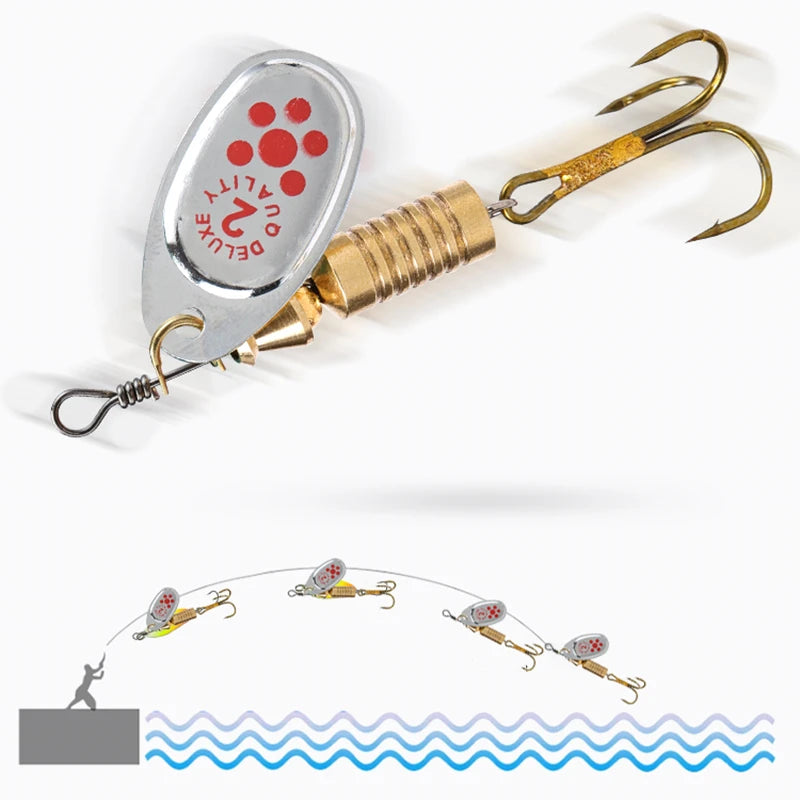 New 10PCS Spinner Spoon Metal Bait Fishing Lures with Box Sequins Crankbait Spoon Baits Bass Trout Perch Pike Rotating 6.3cm 7g
