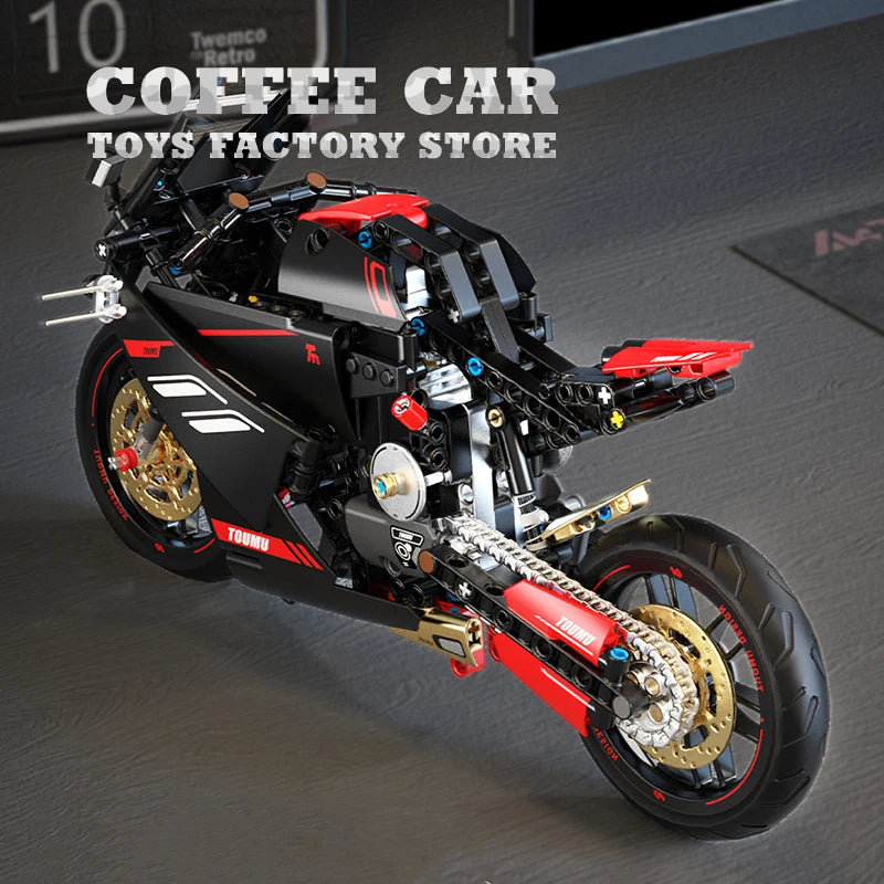 High-Tech Mecha Motorcycle Building Blocks 3D MOC Model Kit Educational Toy Gift