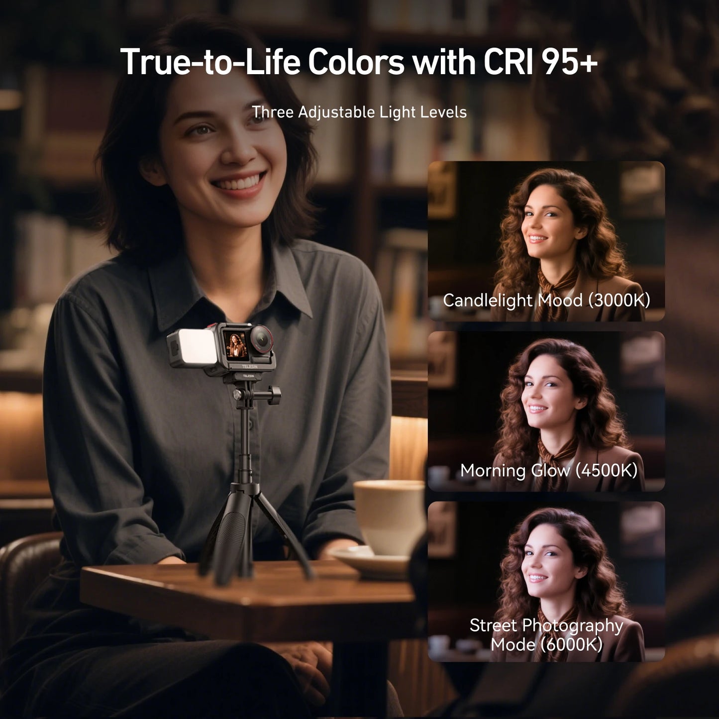 TELESIN Mini LED Vlogging Fill Light, Quick Release Waterproof Selfie for DJI Osmo Action 5/4/3/2