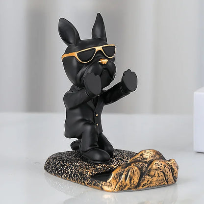French Bulldog Phone Holder Cute Dog Statue Figurine Home Office Desk Decor