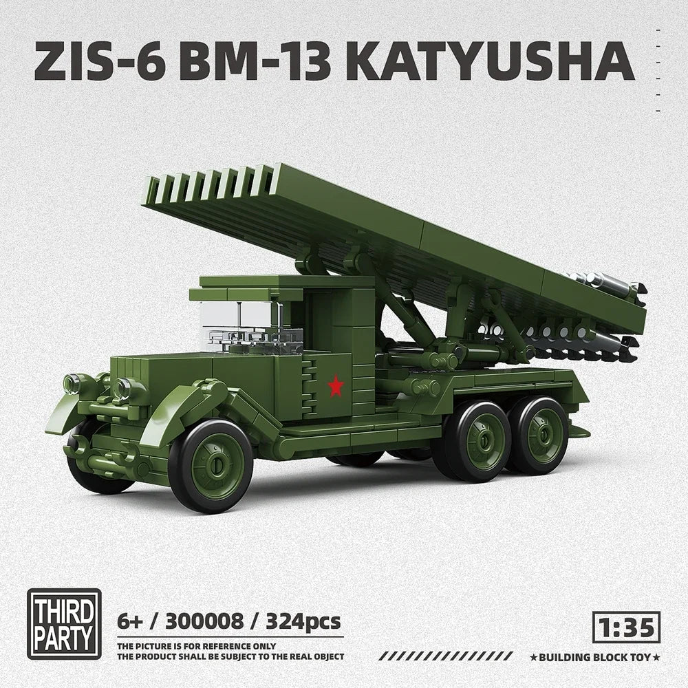 WW2 ZIS-6 BM-13 Katyusha Rocket Launcher 1:35 Building Blocks Military Model Gift