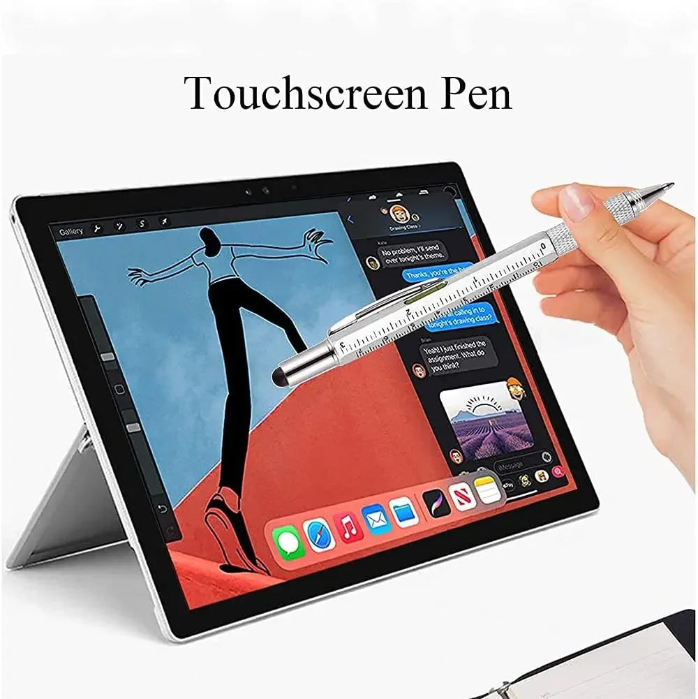 7-in-1 Multifunctional Pen Touch Screen Stylus with Screwdriver Ruler Level