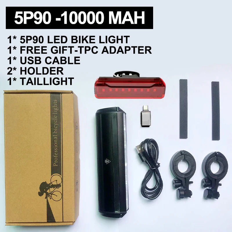 Bicycle Light Front 10000mAh USB Rechargeable Waterproof LED Bike Lamp