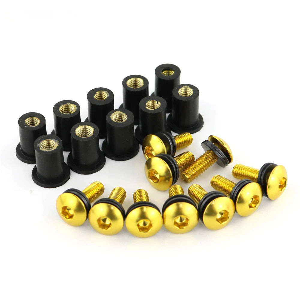 10Pcs Rubber Well Nuts M5 Metric Bolts for Motorcycle Windscreen Fairing