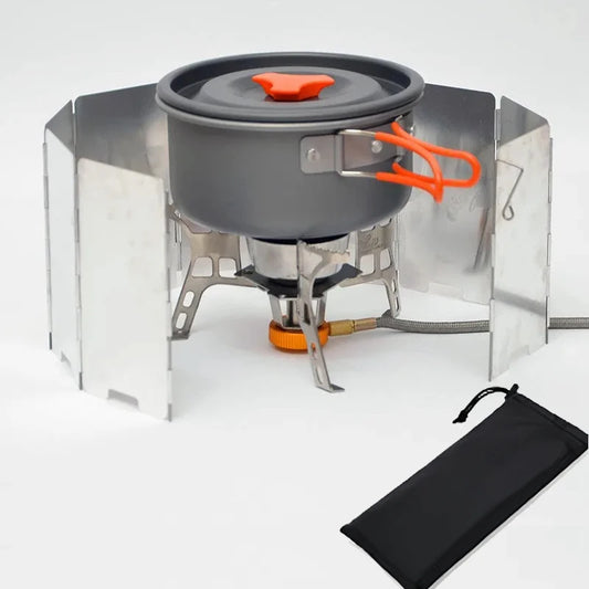 Wind Shield Foldable 8/9/10 Plates Gas Stove Outdoor Camping Cooking Screen