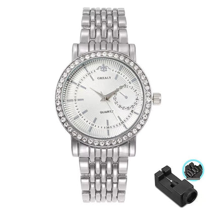 Two Tone Ladies Watch Elegant Gold Silver Band Quartz Wristwatch