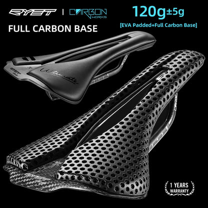 RYET Carbon Fiber Bike Saddle | 250×140mm 120g 3D Printed Road/Gravel Seat