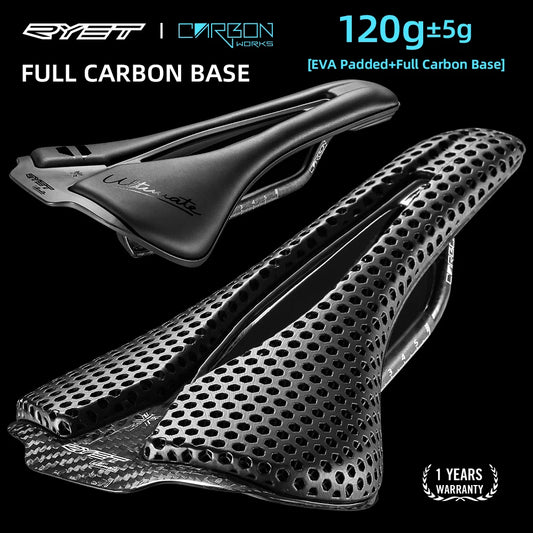 RYET Carbon Fiber Bike Saddle | 250×140mm 120g 3D Printed Road/Gravel Seat