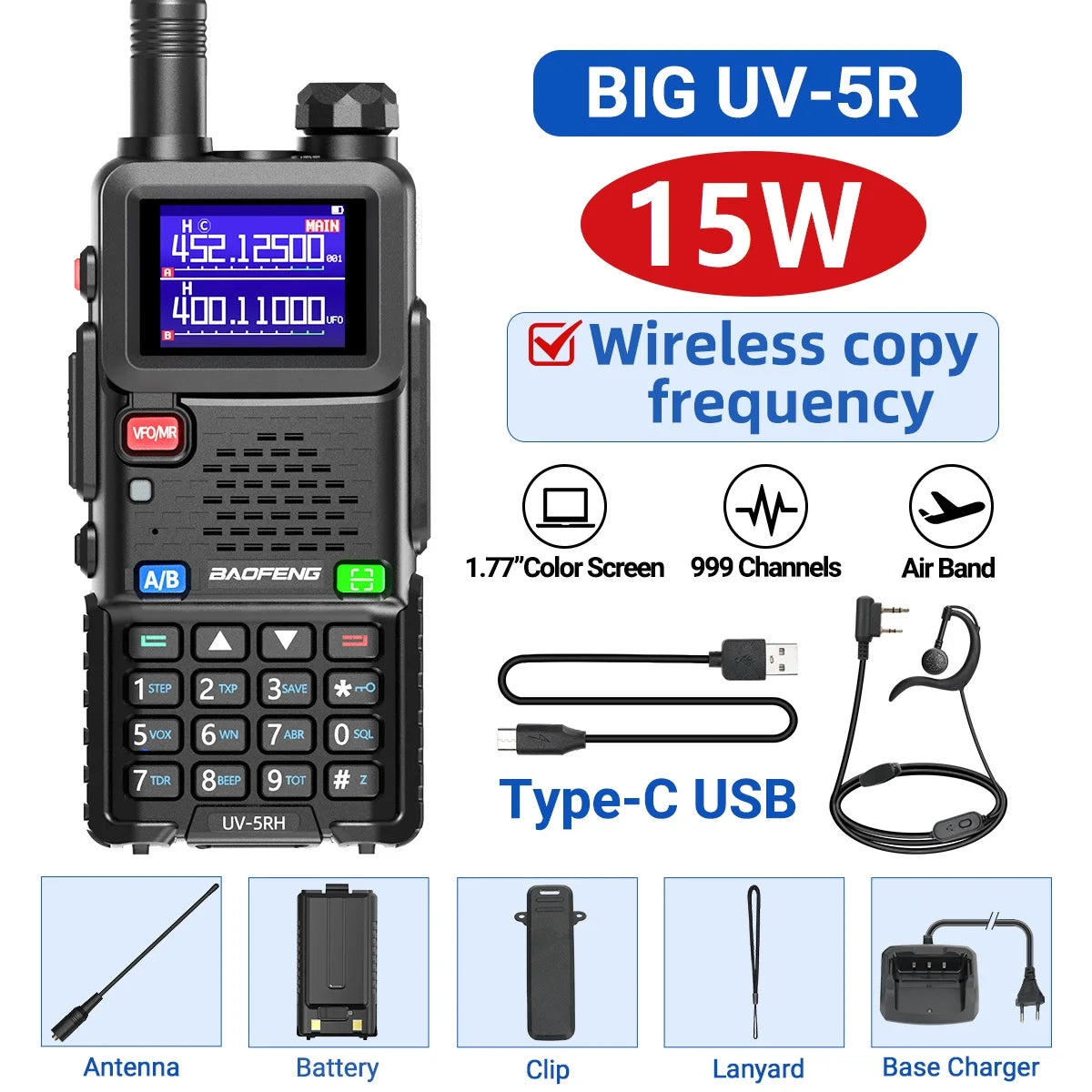 Baofeng UV 5RH 10W Walkie Talkie Long Range Air Band Ham Radio