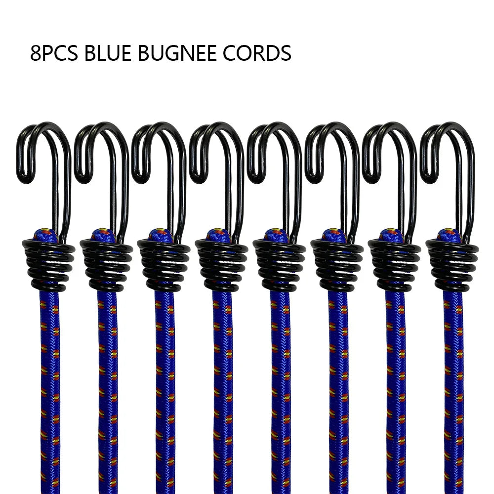 8Pcs 60cm Elastic Straps Bungee Cords with Hooks for Luggage Car Bike