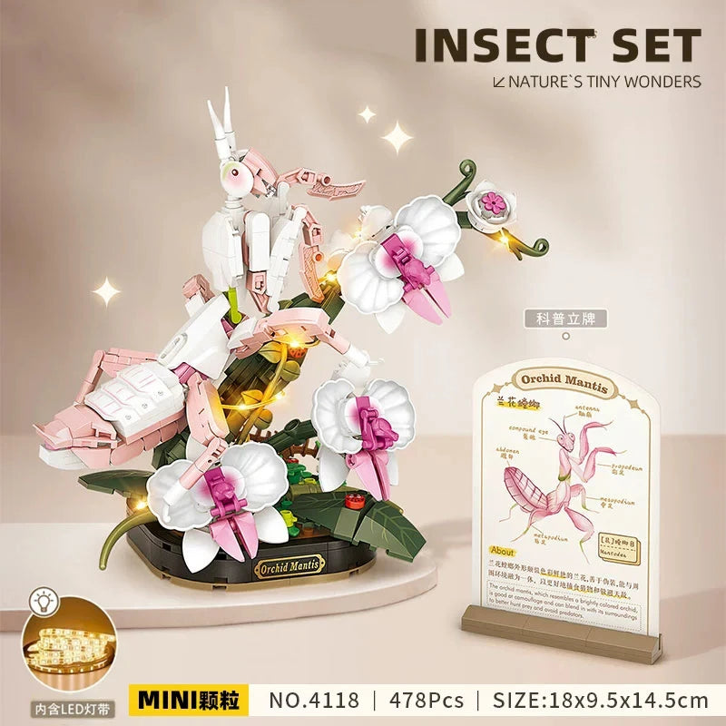 Foldable Mini Insect Everlasting Flower House Building Blocks Ornament Gift